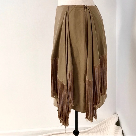 Michael Kors RTW Vintage 90s 2 Piece Set M Silk Fringe Skirt & Wrap Scarf - Picture 11 of 15